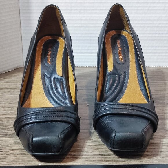 Hush Puppies square toe 3" heel pumps women's size 8.5 black - Picture 3 of 12